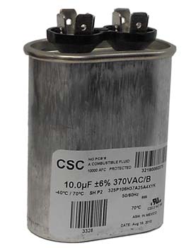 S1-02420046700 - Single Run Capacitor, 10 MFD, 370V (Flat)